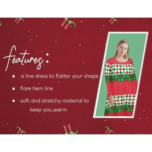 🎄 Plus Size Ugly Christmas Sweater Long Sleeve Skater Dress SIZE 1X NEW - Picture 4 of 6